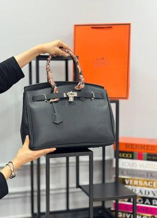 Сумка стильная черная женская hermes гермес  биркин 𝟑𝟓 сумка