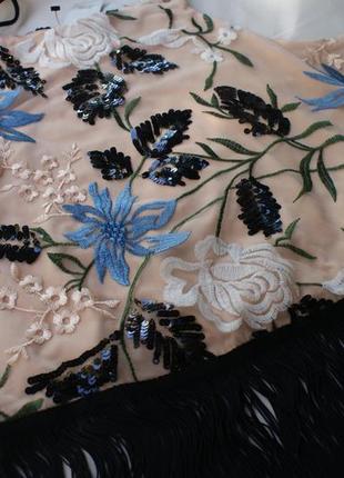 Брендовая коктальная блуза топ пайетки праздничная в стиле гетсби бахрома от river island2 фото
