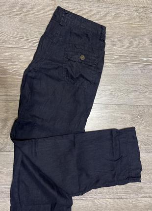 🌠синие льняные брюки брюки из льна m&amp;co 8/s5 фото