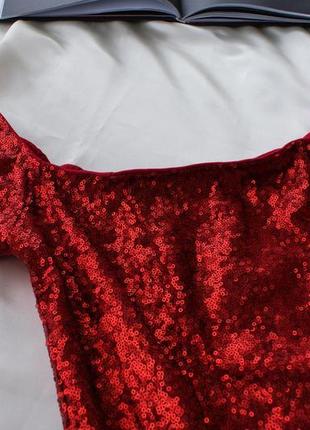 Брендовое коктельное платье красная пайетки2 фото