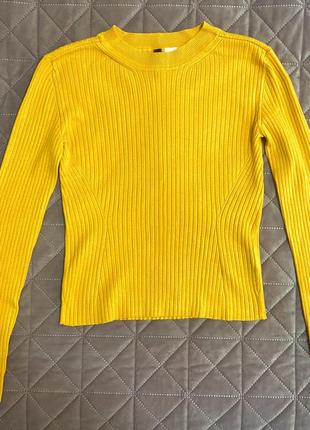 Жовтий светр в рубчик «h&amp;m»6 фото