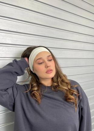 Повязка на голову женская хлопковая белая черная бежевая серая аксессуар для волос для съемки