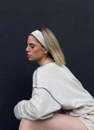 Повязка на голову женская хлопковая белая черная бежевая серая аксессуар для волос для съемки