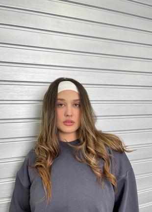 Повязка на голову женская хлопковая белая черная бежевая серая аксессуар для волос для съемки