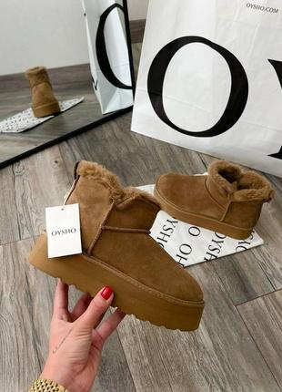 Натуральные шкильяные угги на мехах oysho original spain ugg гг.35-417 фото