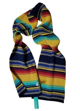 Полосатый шерстяной шарф с цветными полосками united colors of benetton
