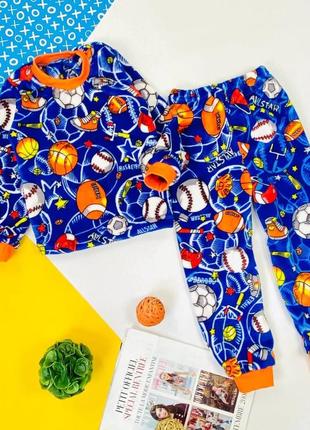 Махрова піжама для діток з мячиками2 фото