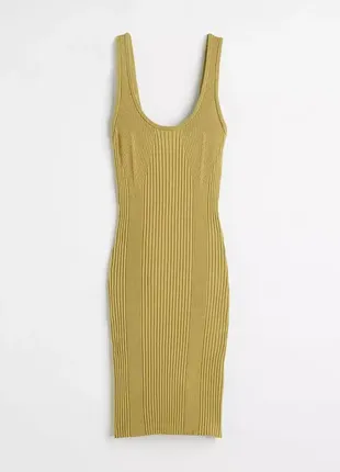 H&m трикотажне плаття-бодікон міні у рубчик4 фото
