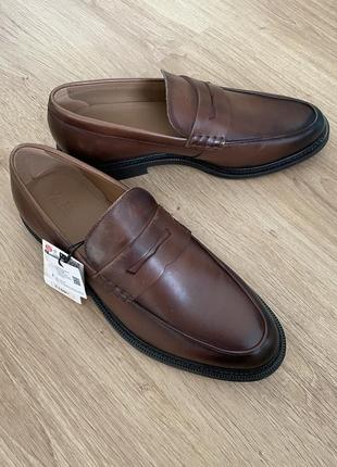 Стильные мужские лоферы в винтажном стиле натуральная кожа туфли zara