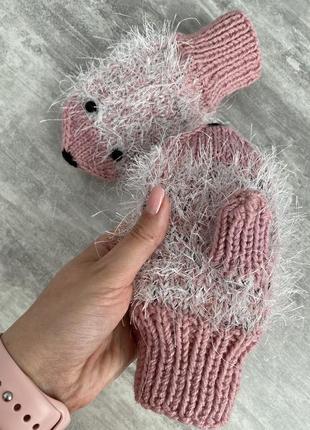 Распродажа! перчатки детские ежик 2-3 года детские перчатки розовые zara
