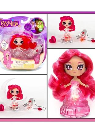 Лялька світлодіодна кристаліна кварц з амулетом оригінал сша crystalina dolls - rose quartz led dress and amulet ігровий набір іграшка