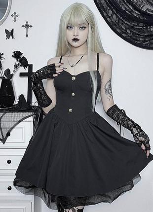 Платье чёрное в стиле готика тёмная лолита1 фото