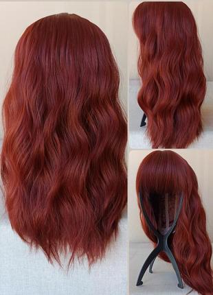 Короткая рыжая парик, новая, с чёлкой, термостойкая, парик