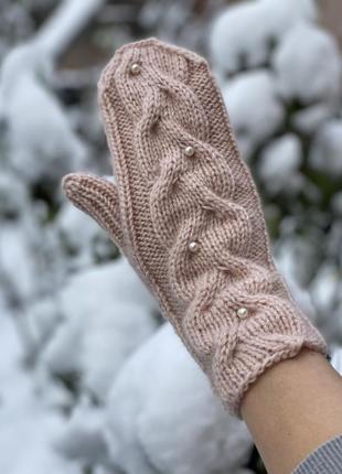 Митенки вязаные рукавички женские ручная работа розпродаж рукавички без пальців