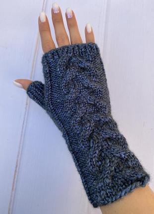 Митенки вязаные рукавички женские ручная работа розпродаж рукавички без пальців