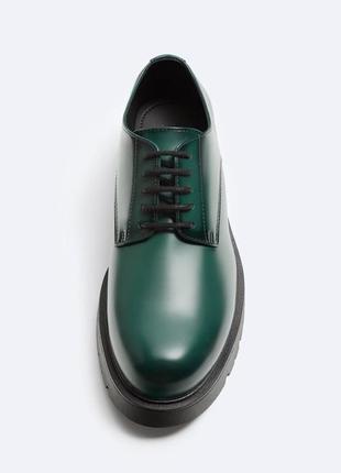 Базовые мужские зеленые туфли-дерби zara new2 фото