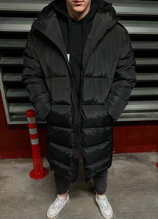 Мужской зимний длинный пуховик, теплый, черный2 фото