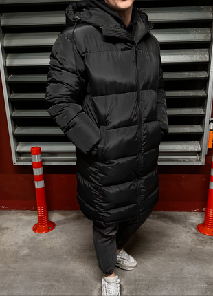 Мужской зимний длинный пуховик, теплый, черный3 фото