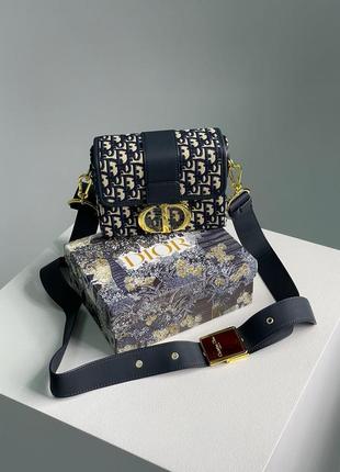 Жіноча сумка christian dior 30 montaigne bag blue/beige8 фото