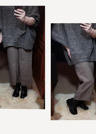 Кюлоты лен h&m брюки льняные укороченные широкие брюки летние3 фото