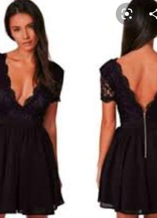 Мини платье с v-образным вырезом на груди и спине и короткими рукавами missguided1 фото