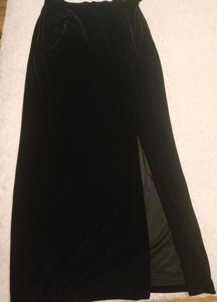 Роскошная бархатная велюровая юбка в пол с  разрезом на боку 16 р4 фото