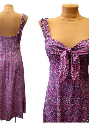 Zara платье с разрезом в цветочный принт7 фото