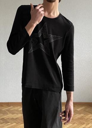 Y2k vintage «public» rhinestoned long sleeve shirt asymmetrical starcore6 фото