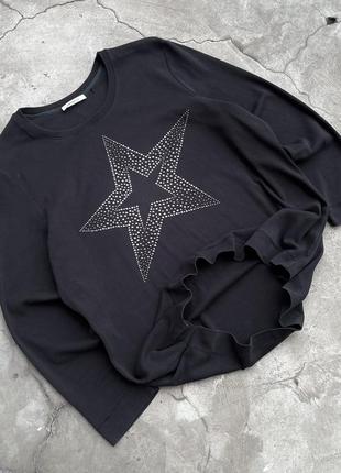 Y2k vintage «public» rhinestoned long sleeve shirt asymmetrical starcore5 фото