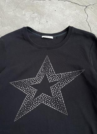Y2k vintage «public» rhinestoned long sleeve shirt asymmetrical starcore9 фото