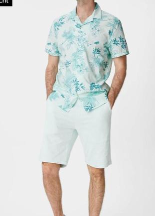 Брендовая гавайская рубашка c&a slim fit germany этикетка3 фото