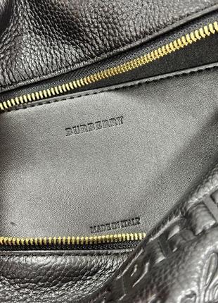 Бананка burberry bum bag embossing leather черная пояса сумка8 фото