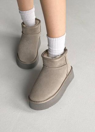 ❄️ угги на платформе ugg ultra mini platform натуральный замш ❄️(мех)