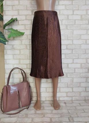 Фирменная glamorous юбка миди-плиссе в коричневом цвет с переливами, размер м-ка