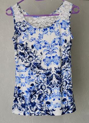 Майка ошатна блузка з мереживом відомий бренд