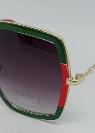 Окуляри в стилі gucci сірий градієнт в червоно зеленій оправі2 фото