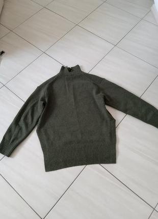 Шерстяной удлиненный свитер туникатемно зеленый h&amp;m6 фото