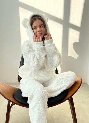 Домашний костюм, теплая пижамка с ушками