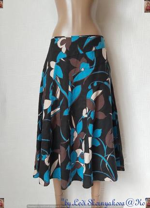 Фирменная monsoon юбка миди со 100 % льна в красочные крупные цветы, размер м-л