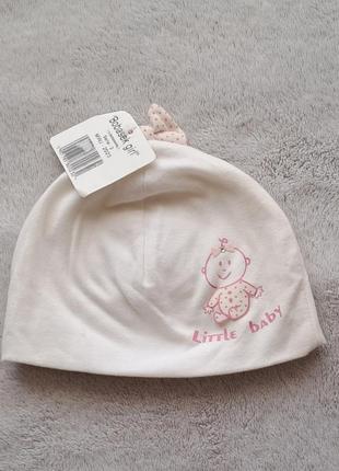 Детская шапочка для новорожденных, шапка ддя девочки, хлопковый чепчик, шапочка с бантиком1 фото