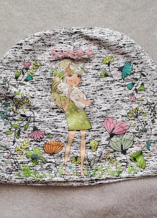 Дитяча мила шапочка з квітковим принтом, яскрава шапка з квітами для дівчинки, демісезонна шапка з принтом, чепчик бавовняний, натуральна шапка