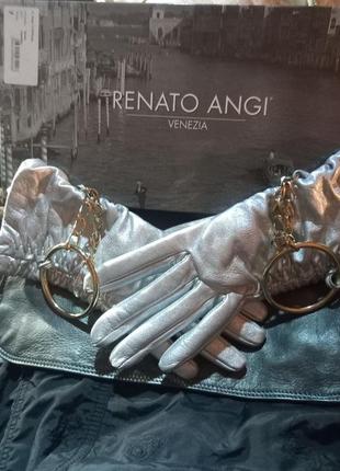 Перчатки кожа, серебро, италия (renato angi)4 фото