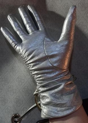 Перчатки кожа, серебро, италия (renato angi)5 фото