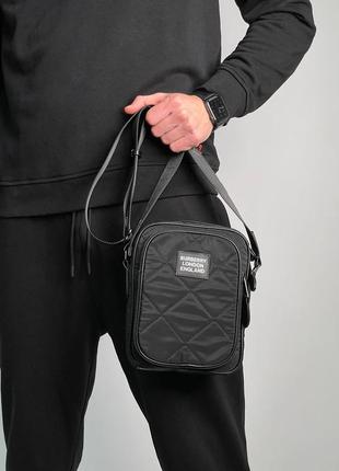 Барсетка burberry black quilted canvas paddy crossbody bag черная сумка через плечо