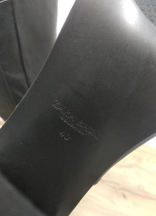 Zara черные кожаные высокие сапоги ботфорды ботинки ботильоны с кисточками на высоком каблуке размер 39.5 40 на стопу 25.5 см7 фото