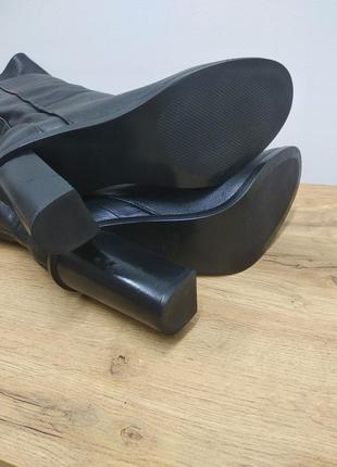Zara черные кожаные высокие сапоги ботфорды ботинки ботильоны с кисточками на высоком каблуке размер 39.5 40 на стопу 25.5 см6 фото