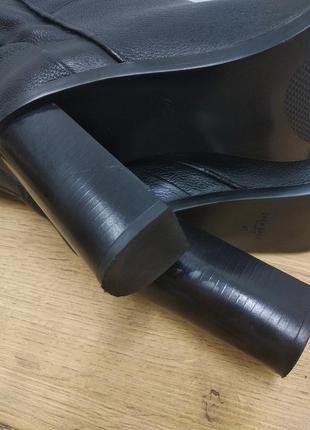 Zara черные кожаные высокие сапоги ботфорды ботинки ботильоны с кисточками на высоком...