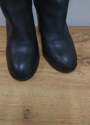 Zara черные кожаные высокие сапоги ботфорды ботинки ботильоны с кисточками на высоком каблуке размер 39.5 40 на стопу 25.5 см10 фото