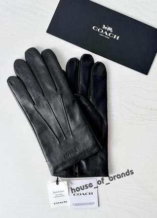 Coach tech napa gloves брендовые мужские кожаные перчатки оригинал кожа на подарок мужу подарок парню