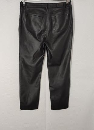 Фирменные трендовые эко кожа утипленные штаны кожаные брюки джинсы2 фото